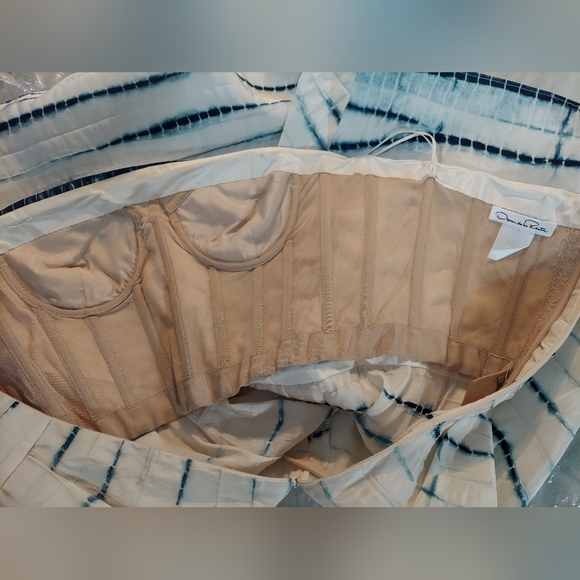 ◇$3,690 OSCAR DE LA RENTA STUNNING IVORY BLUE BUBBLE RUNWAY DRESS M 8 - Picture 8 of 11